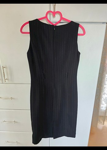 Siyah Piliseli Midi Ofis Elbisesi - Görsel 3