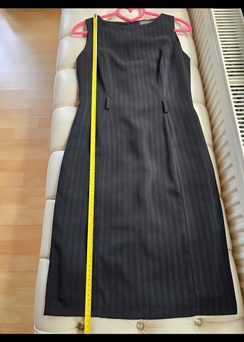 Siyah Piliseli Midi Ofis Elbisesi - Görsel 4