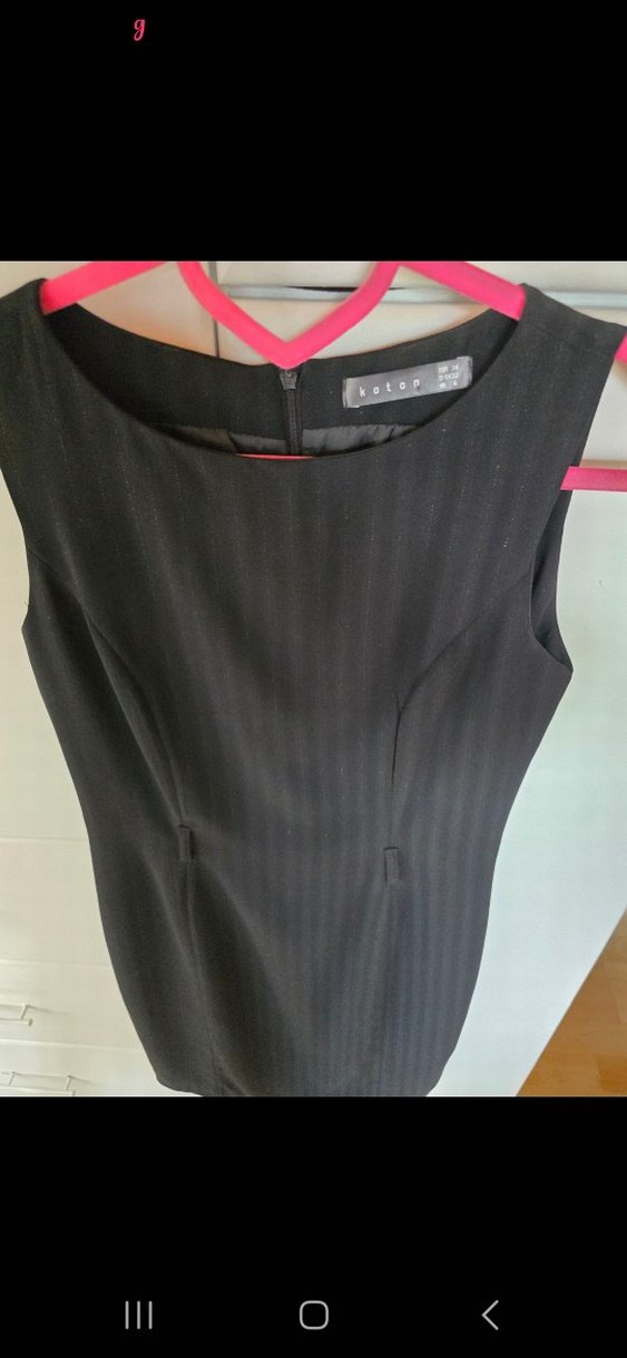 Siyah Piliseli Midi Ofis Elbisesi - Görsel 2