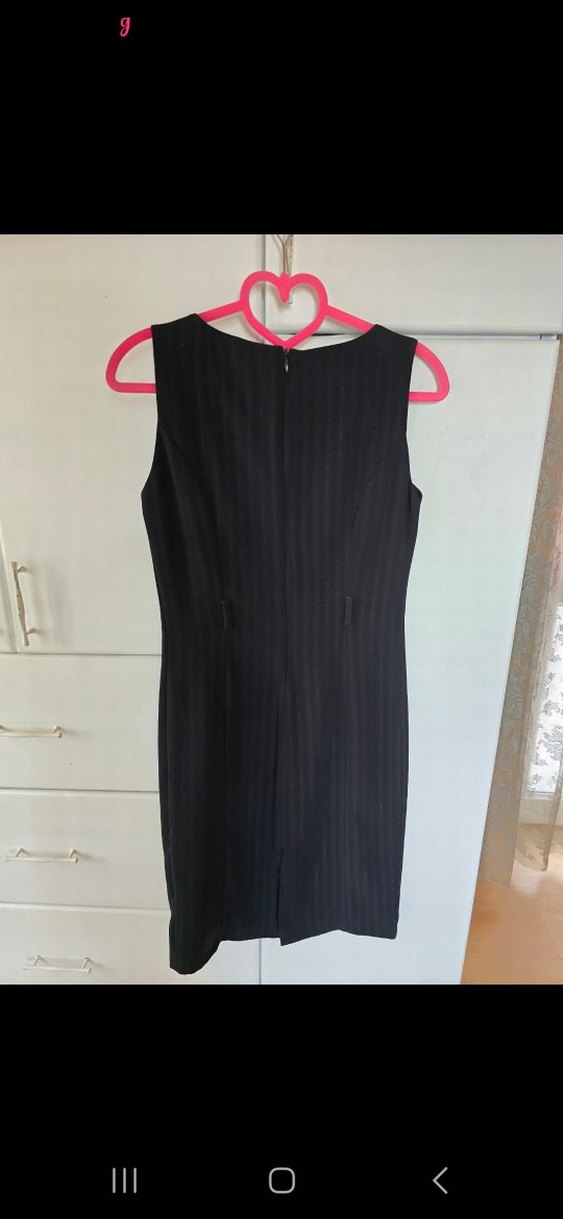 Siyah Piliseli Midi Ofis Elbisesi - Görsel 3