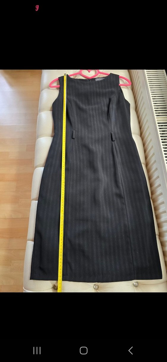 Siyah Piliseli Midi Ofis Elbisesi - Görsel 4