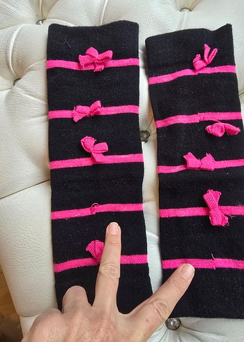 Pembe Çizgili Siyah Konç - Görsel 2