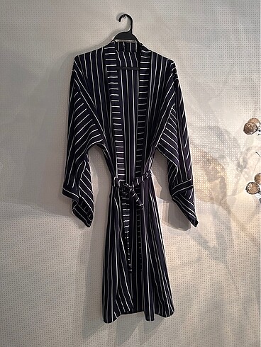 Yeni lacivert çizgili kimono