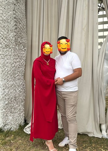 40 Beden Kırmızı Kadın Tesettür Abiye