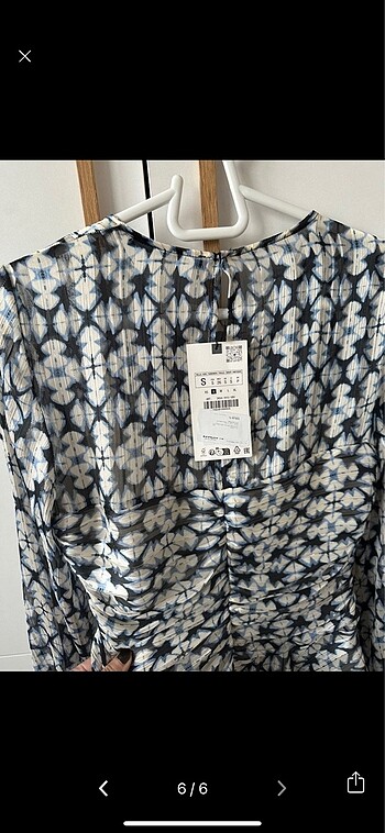 Metalik iplikli desenli kısa zara elbise - Görsel 6