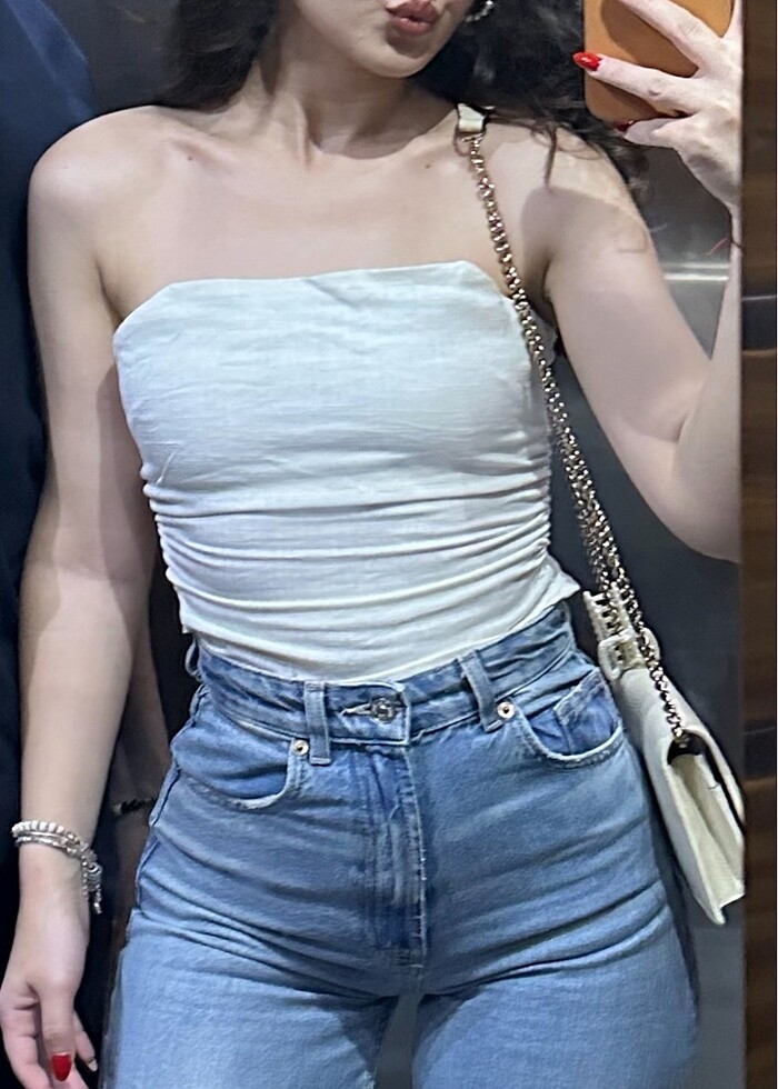 H&m straplez keten bluz - Görsel 4