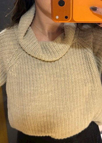 Bej Triko Boğazlı Kadın Kazak - Görsel 2