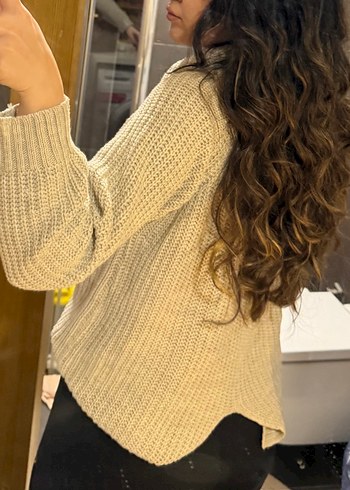 Bej Triko Boğazlı Kadın Kazak - Görsel 3