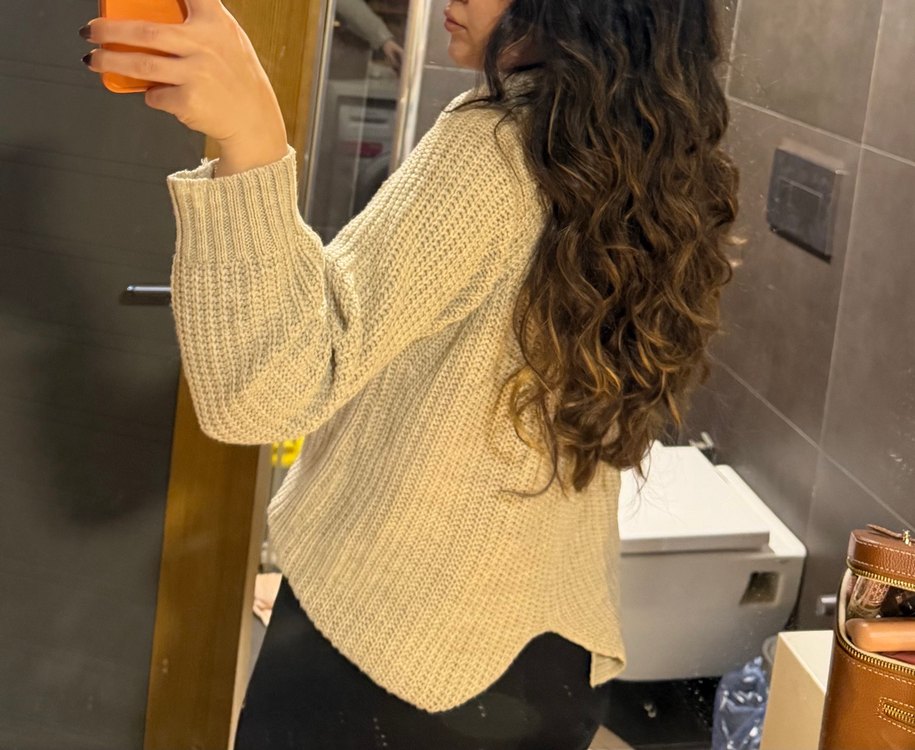 Bej Triko Boğazlı Kadın Kazak - Görsel 3