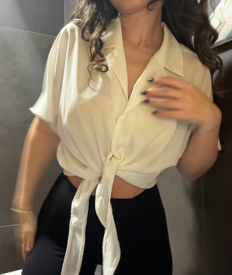 bağlama detaylı crop gömlek - Görsel 2