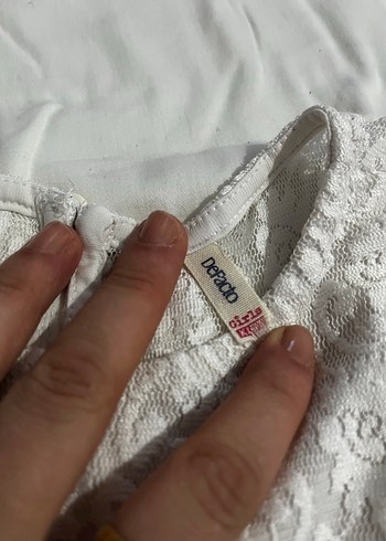 Kız Çocuk Beyaz Dantelli Kısa Kollu Elbise - Görsel 4