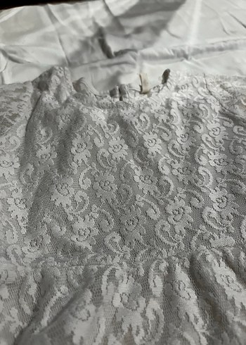 Kız Çocuk Beyaz Dantelli Kısa Kollu Elbise - Görsel 3