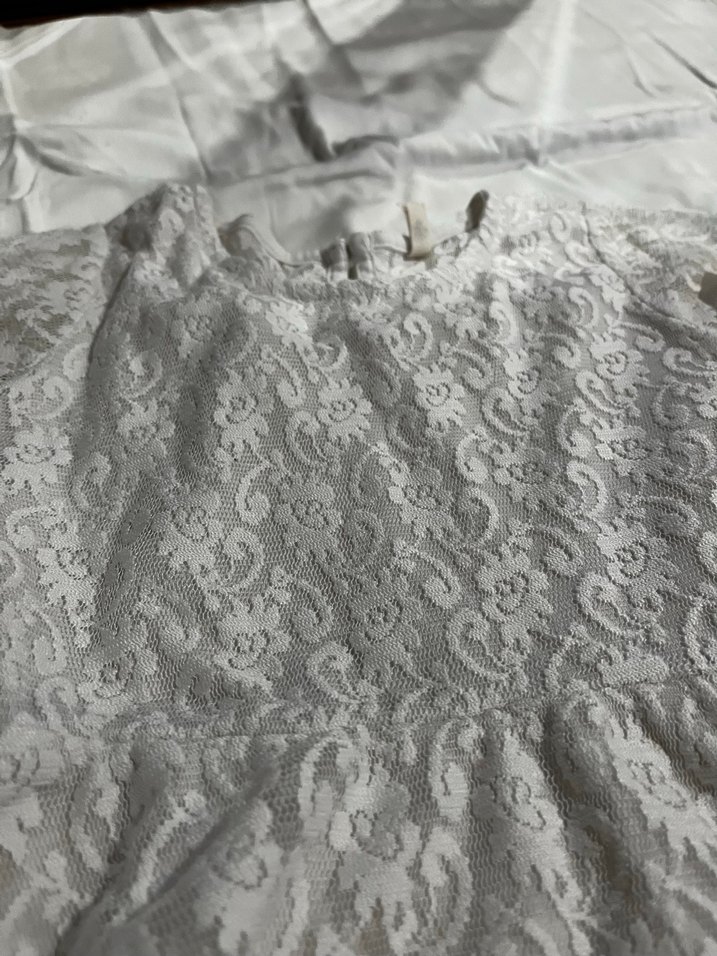 Kız Çocuk Beyaz Dantelli Kısa Kollu Elbise - Görsel 3