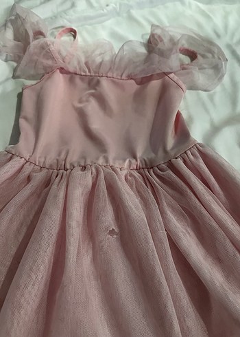 Pembe Straplez Fırfırlı Kız Çocuk Elbisesi - Görsel 4
