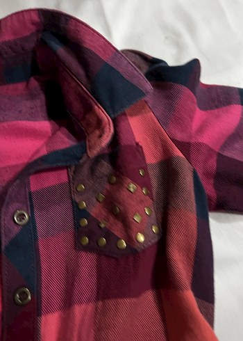 Bordo Ekose Desenli Uzun Kollu Kız Elbisesi - Görsel 3