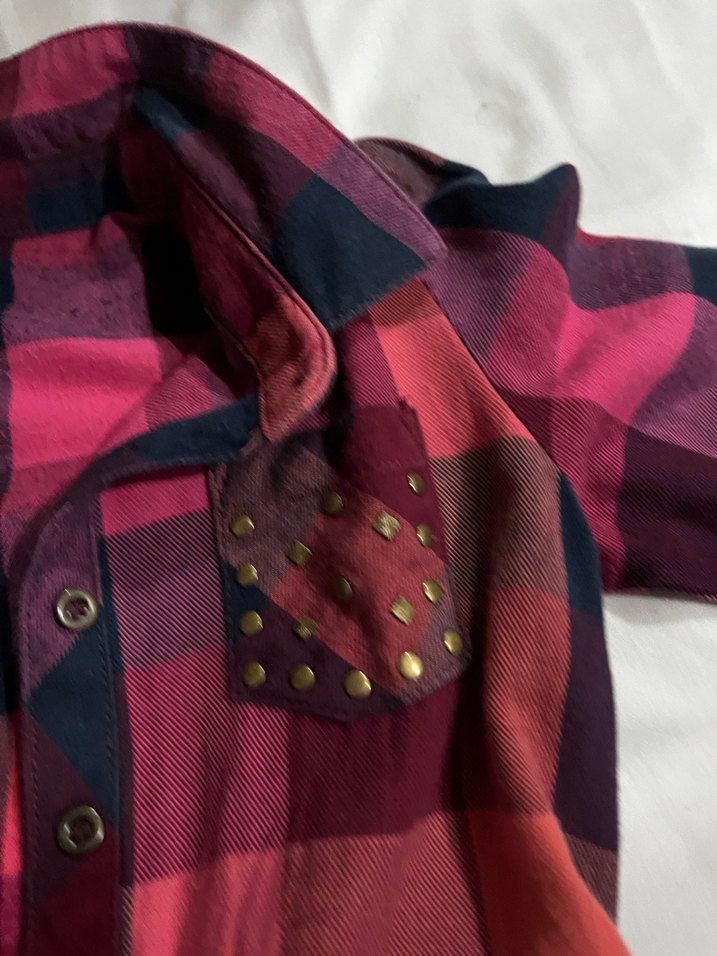 Bordo Ekose Desenli Uzun Kollu Kız Elbisesi - Görsel 3