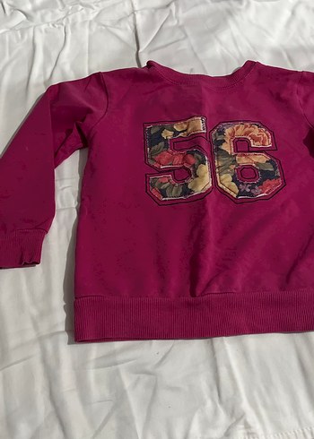 Düğmeli Pembe Kız Sweatshirt - Görsel 2