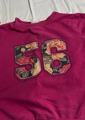 Düğmeli Pembe Kız Sweatshirt - Görsel 3