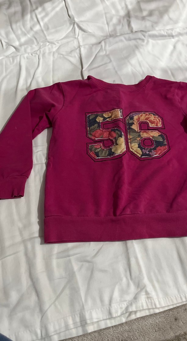 Düğmeli Pembe Kız Sweatshirt - Görsel 2