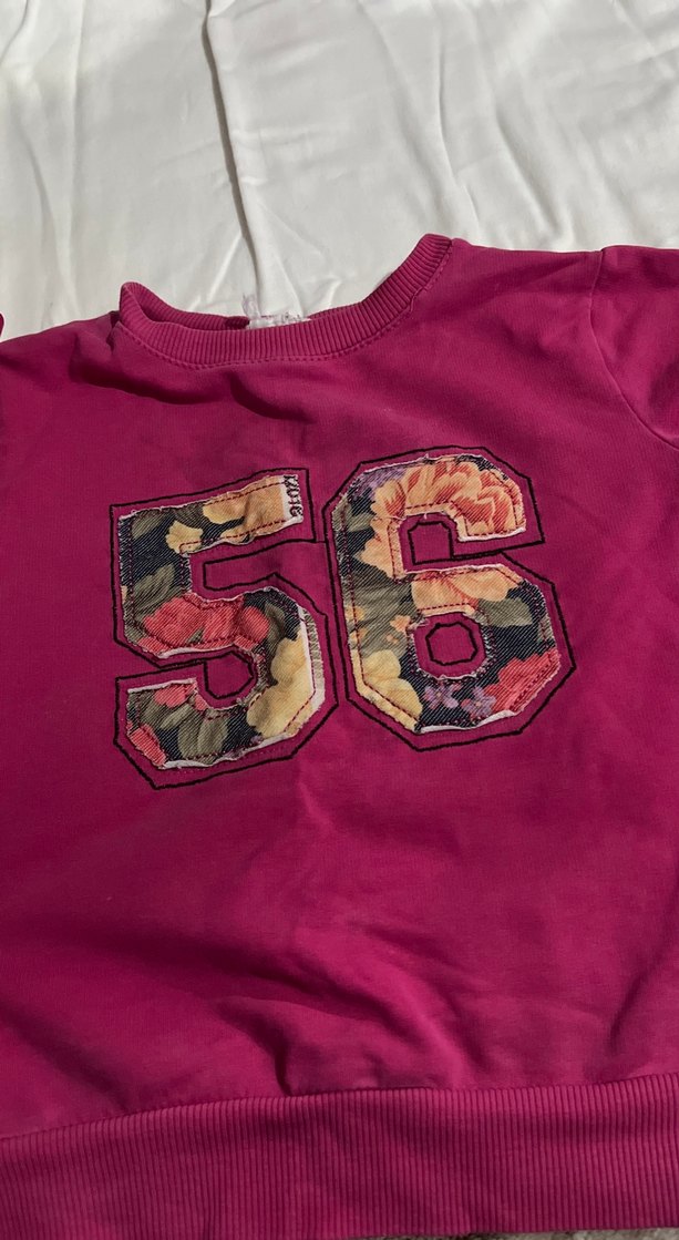 Düğmeli Pembe Kız Sweatshirt - Görsel 3