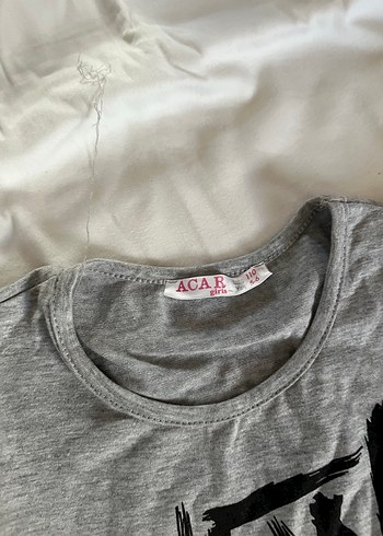 Gri Baskılı Kız Elbisesi, Fırfırlı, Kısa Kollu - Görsel 2