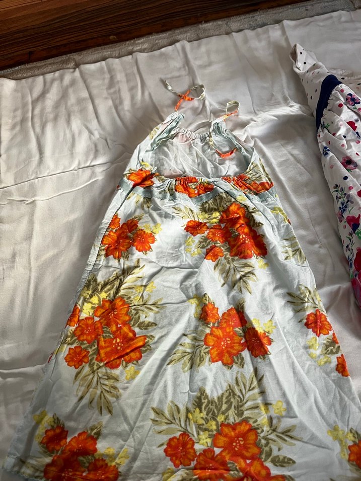 Gri Baskılı Kız Elbisesi, Fırfırlı, Kısa Kollu - Görsel 4