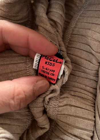 Kızlar için Keten Bej Pileli Dar Kesim Pantolon - Görsel 4