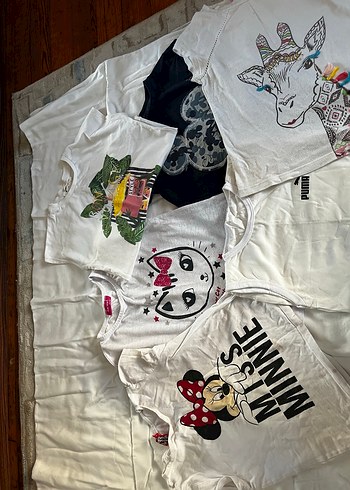 Kızlar için baskılı beyaz kısa kollu tişörtler - Görsel 2