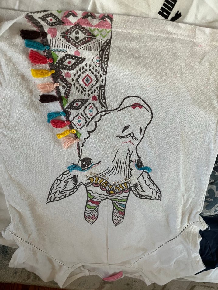 Kızlar için baskılı beyaz kısa kollu tişörtler - Görsel 4