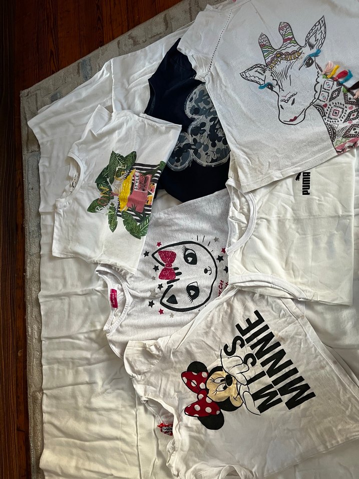 Kızlar için baskılı beyaz kısa kollu tişörtler - Görsel 2