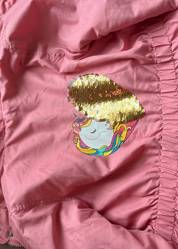 Pembe Nakışlı Kız Çocuk Mont - Görsel 6