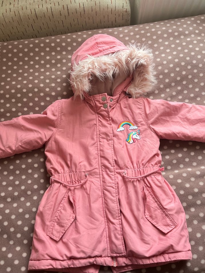 Pembe Nakışlı Kız Çocuk Mont - Görsel 2