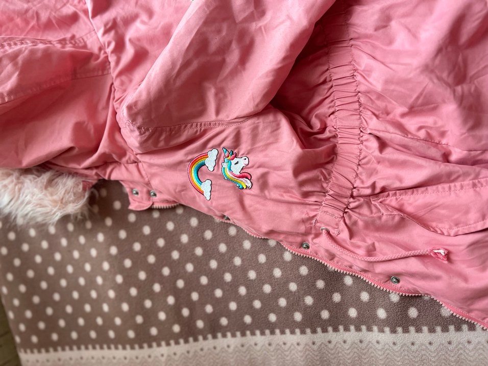 Pembe Nakışlı Kız Çocuk Mont - Görsel 5