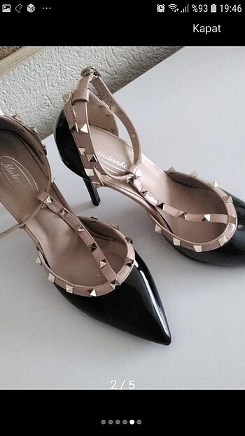 39 Beden siyah Renk Zımbalı ince topuklu ayakkabı