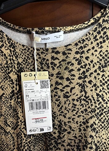 m Beden Mango Etiketli Leopar Mini Elbise | Sıfır Ürün!