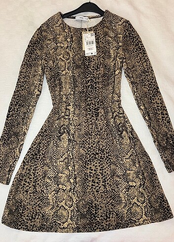 Mango Etiketli Leopar Mini Elbise | Sıfır Ürün!