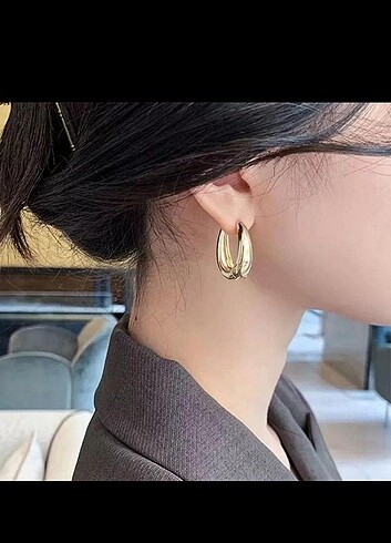 Sterling silver Oval gümüş küpe 