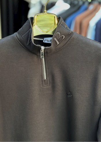 l Beden gri Renk Gri Yarım Fermuarlı Erkek Sweatshirt
