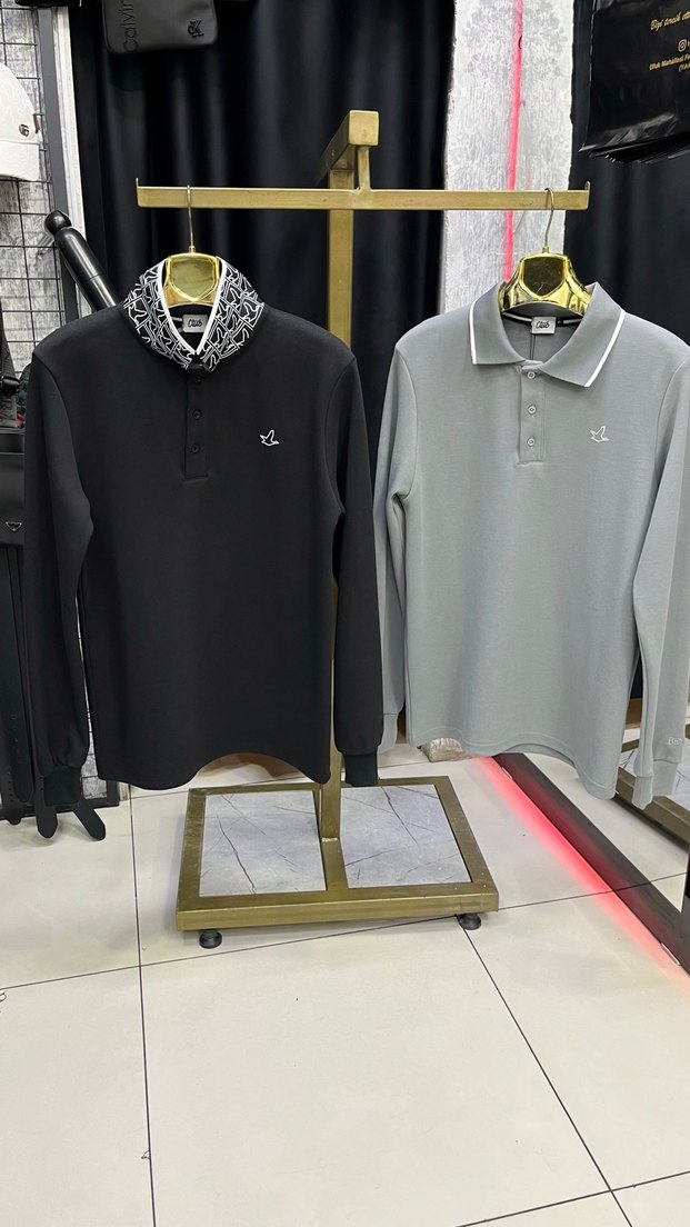 Uzun Kollu Nakışlı Erkek Polo Tişört - Görsel 2