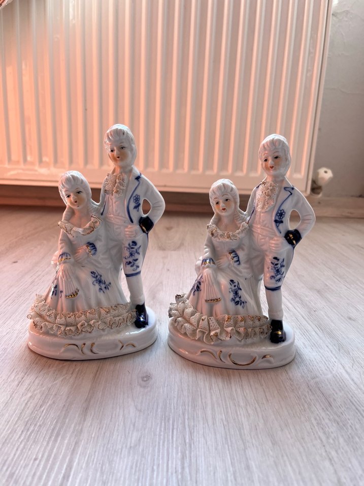 Beyaz  Çift Figür biblo süs 2 ADET - Görsel 2