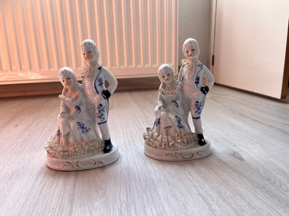 Beyaz  Çift Figür biblo süs 2 ADET - Görsel 3