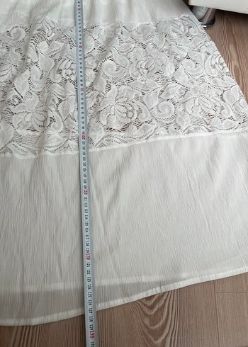 m Beden Dantel Detaylı Beyaz Bohem Uzun Elbise
