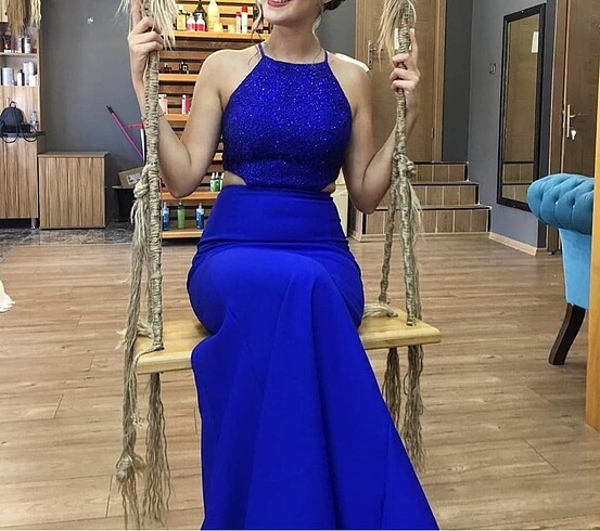 s Beden mavi Renk Sax mavisi balık abiye