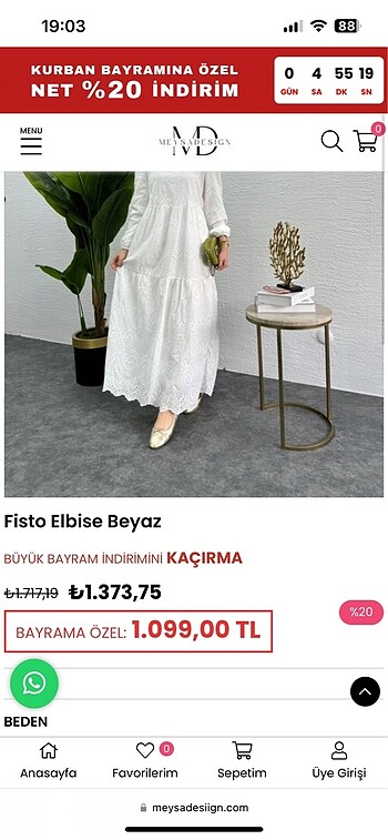 36 Beden Fisto Elbise Manuka