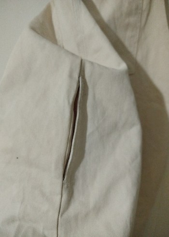 Kadın Beyaz Keten Midi salopet elbise - Görsel 5