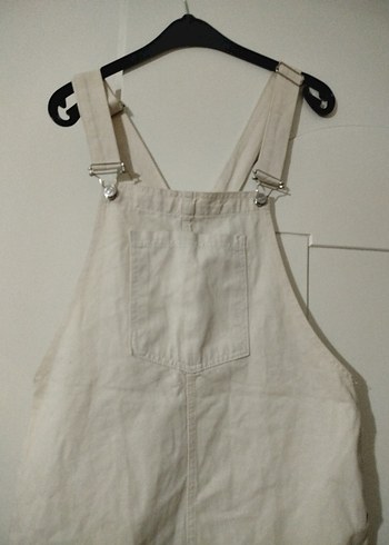 Kadın Beyaz Keten Midi salopet elbise - Görsel 2