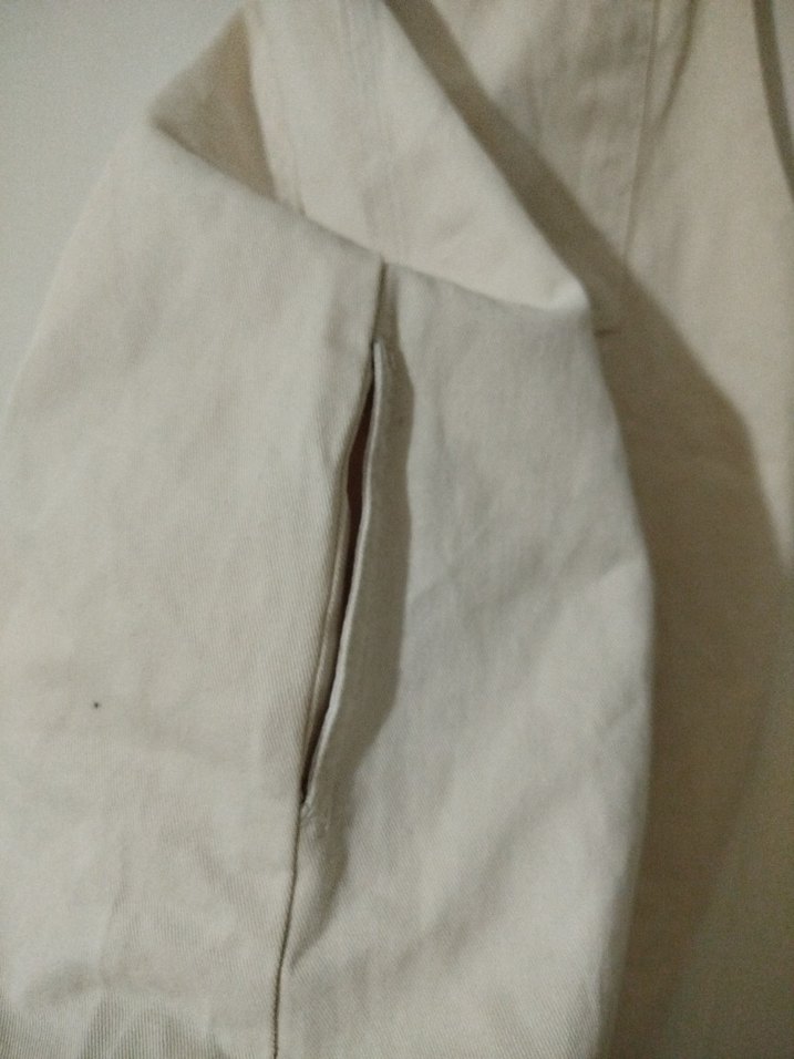 Kadın Beyaz Keten Midi salopet elbise - Görsel 5