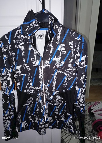 Kadın Mavi Baskılı Fermuarlı Ceket - Görsel 2