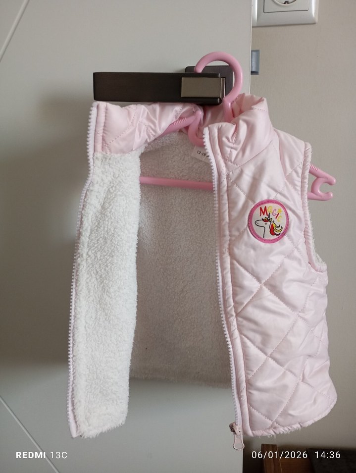 Kız Çocuk Nakışlı Fermuarlı Pembe Yelek - Görsel 2