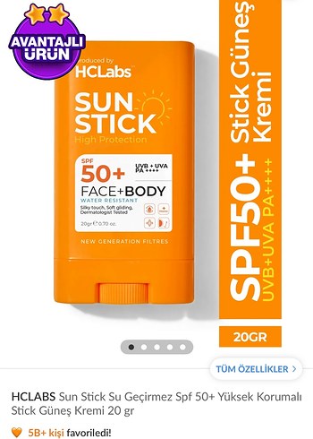 HCLABS SPF 50+ Su Geçirmez Stick Güneş Kremi 20gr
